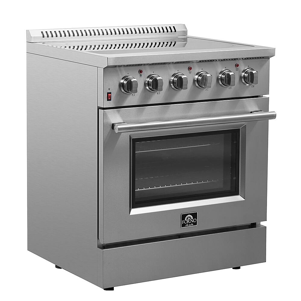 Left. Forno Appliances - Galiano Alta Qualita 4.32 Cu. Ft. Freestanding Electric Range with True Convection Oven - Stainless Steel.