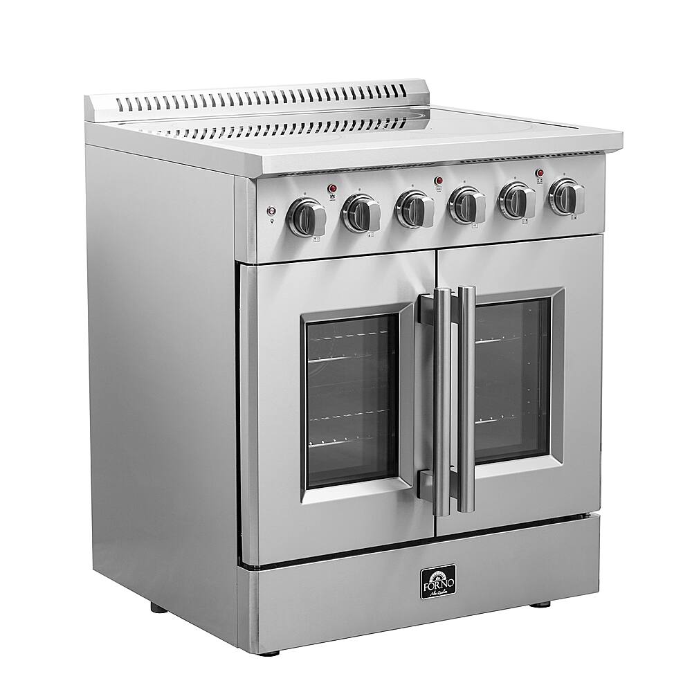 Angle. Forno Appliances - Galiano Alta Qualita 4.32 Cu. Ft. Freestanding Electric Range with French Doors and True Convection Oven - Stainless Steel.