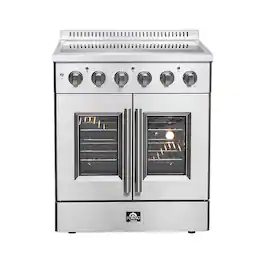 Forno Appliances - Galiano Alta Qualita 4.32 Cu. Ft. Freestanding Electric Range with French Doors and True Convection Oven - Stainless Steel