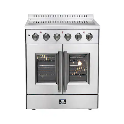 Front. Forno Appliances - Galiano Alta Qualita 4.32 Cu. Ft. Freestanding Electric Range with French Doors and True Convection Oven - Stainless Steel.
