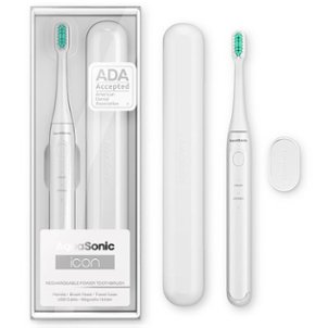 AquaSonic - Icon ADA-Accepted Rechargeable Toothbrush | Magnetic Holder & Slim Travel Case - white