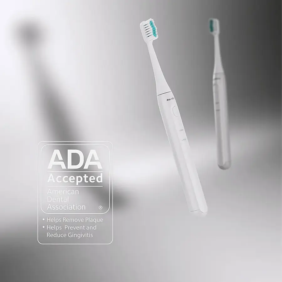 The text on the image is grouped and corrected as follows:

"aDA Accepted - ADA Accepted American Dental Association 0 CN Helps Remove Plaque Helps Prevent and Reduce Gingivitis."