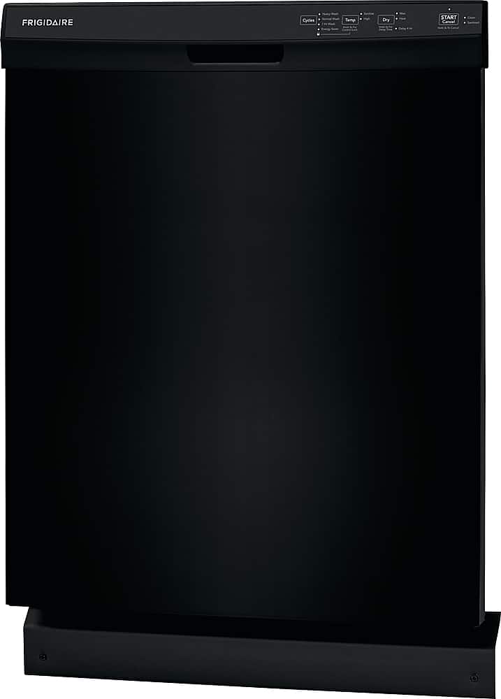 Angle. Frigidaire - 24" Front Control Built-In Plastic Tub Dishwasher with MaxDry 54 dBA - Black.