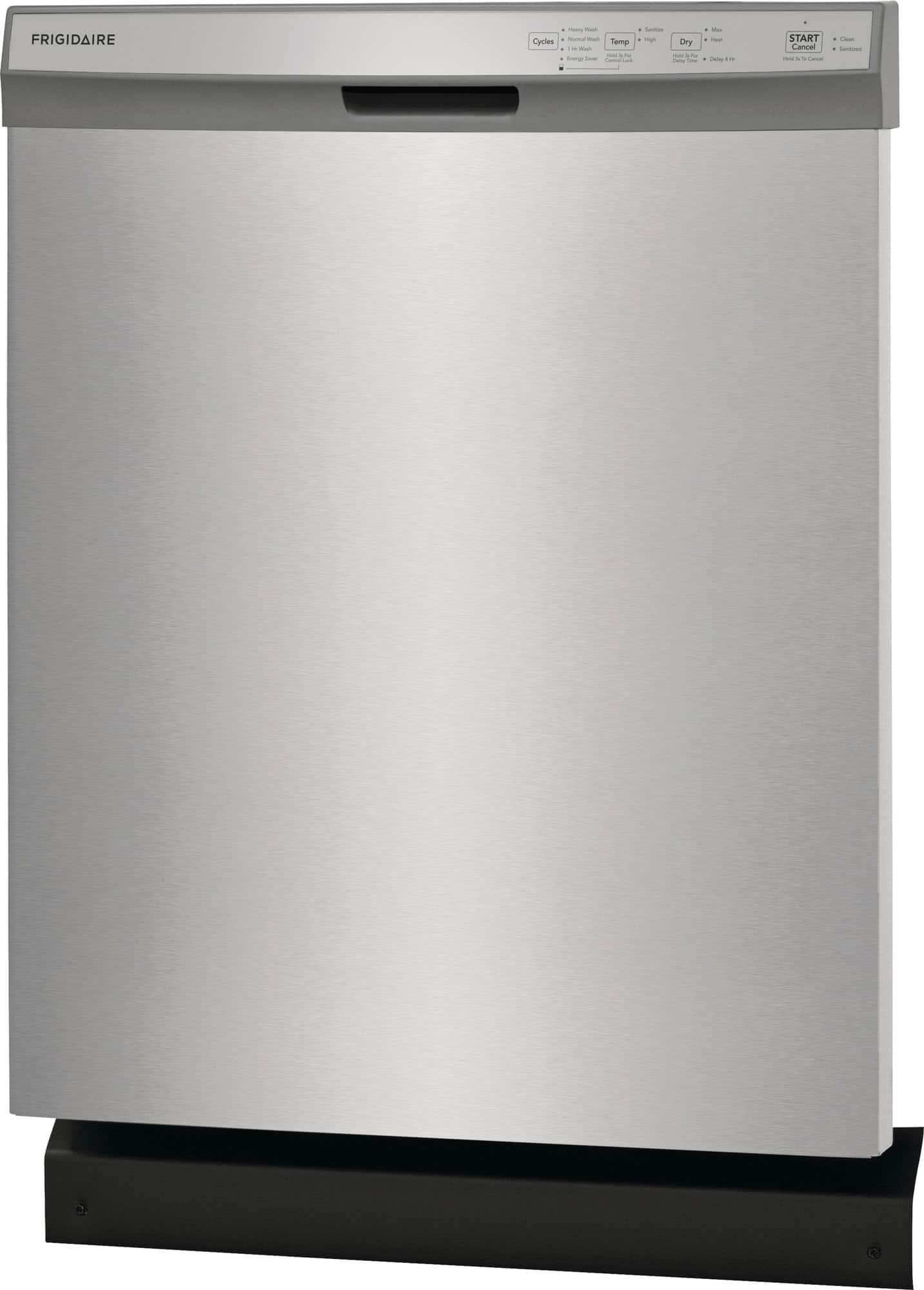 Angle. Frigidaire - 24" Front Control Built-In Plastic Tub Dishwasher with MaxDry 54 dBA - Stainless Steel.