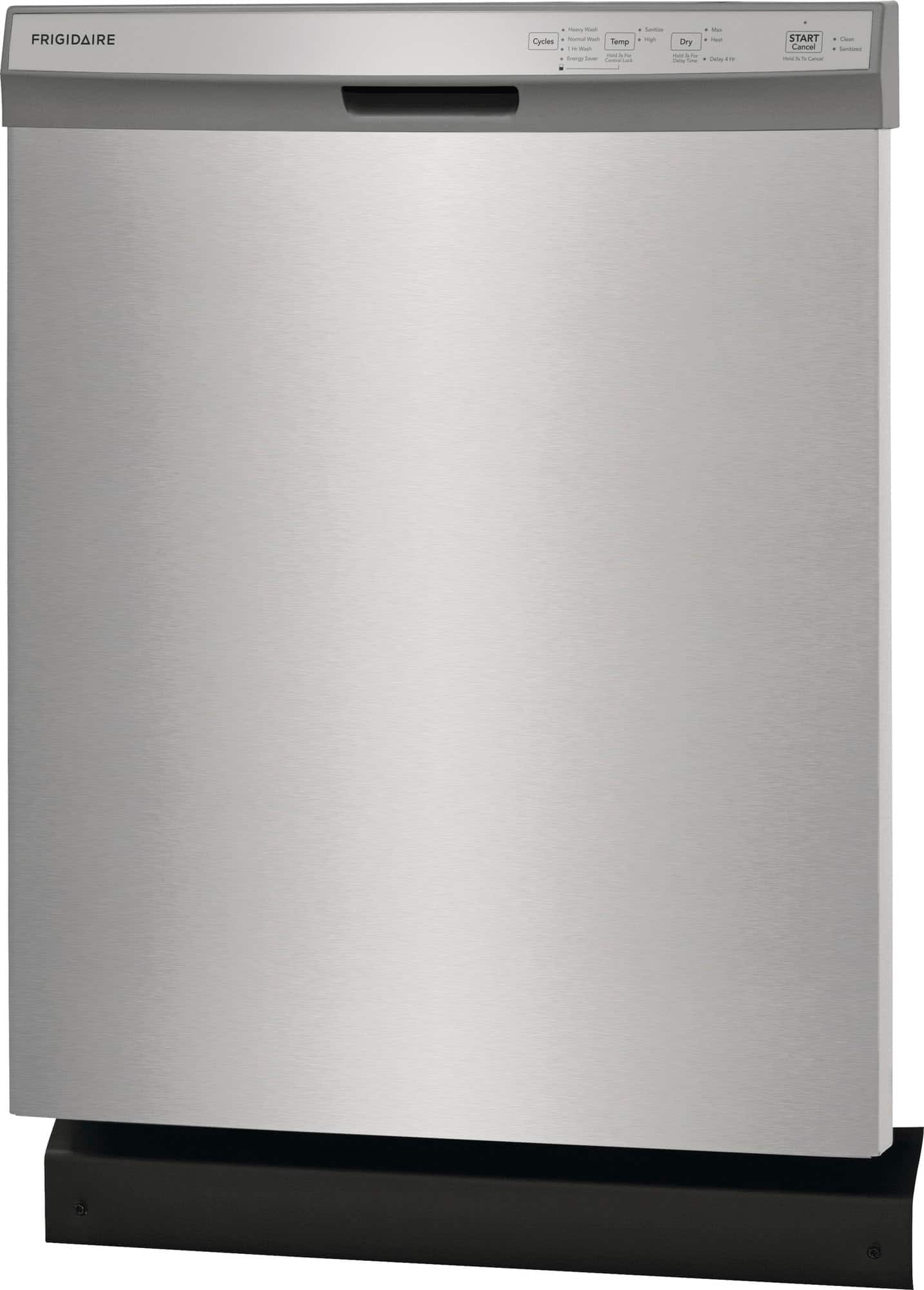 Angle View: Frigidaire - 24" Front Control Built-In Plastic Tub Dishwasher with MaxDry 54 dBA - Stainless Steel