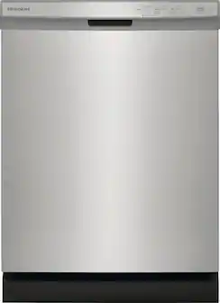 Front. Frigidaire - 24" Front Control Built-In Plastic Tub Dishwasher with DishSense Sensor Technology, 54 dBA - Stainless steel.