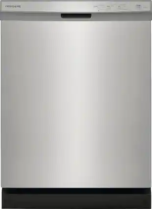 Front. Frigidaire - 24" Front Control Built-In Plastic Tub Dishwasher with DishSense Sensor Technology, 54 dBA - Stainless steel.