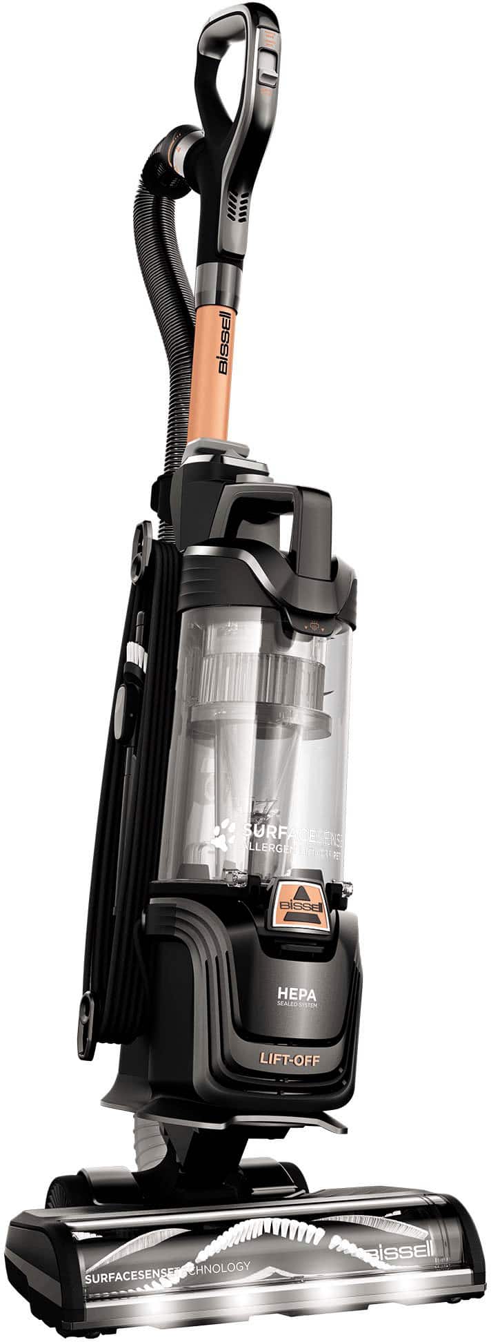 Left. BISSELL - SurfaceSense Allergen Pet Lift-Off Upright Vacuum - Black.