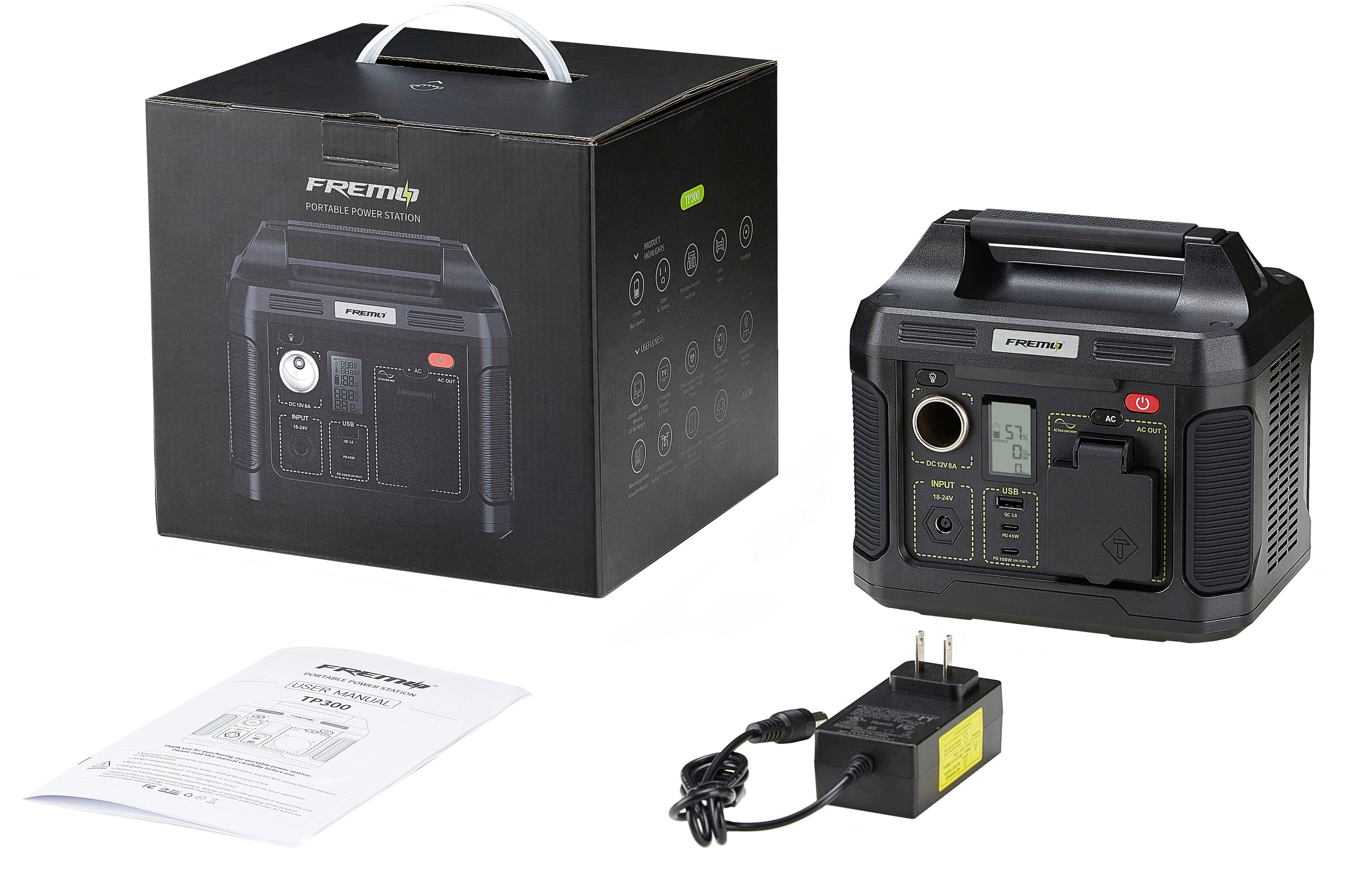 CHARGE 5 DEVICES SIMULTANEOUSLY 1AC Port 300W (110-120V/60Hz) 1 USB-A Port 36W Max 2 USB-C Ports 1*100W Max + 1*45W Max Car Outlet 12-16.8V/8A PU1 HEW 57 +.