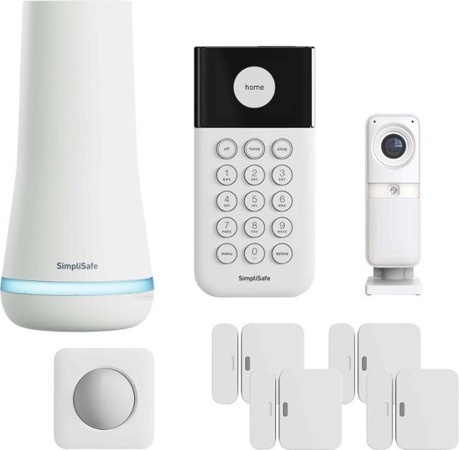 SimpliSafe - Indoor Home Security System with Smart Alarm Wireless Indoor Camera 8-piece - White_0
