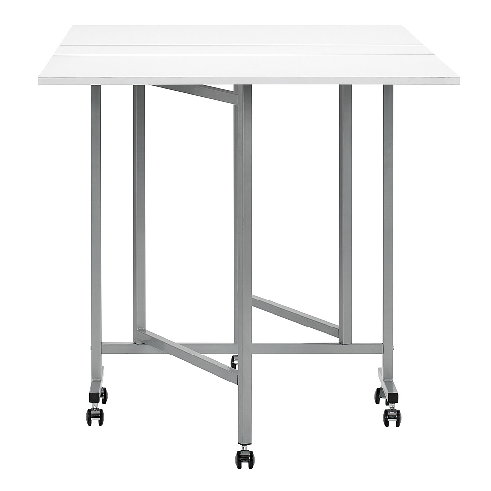 Left View: Studio Designs - Mobile Folding Hobby and Fabric Cutting Standing Height Table - Silver / White