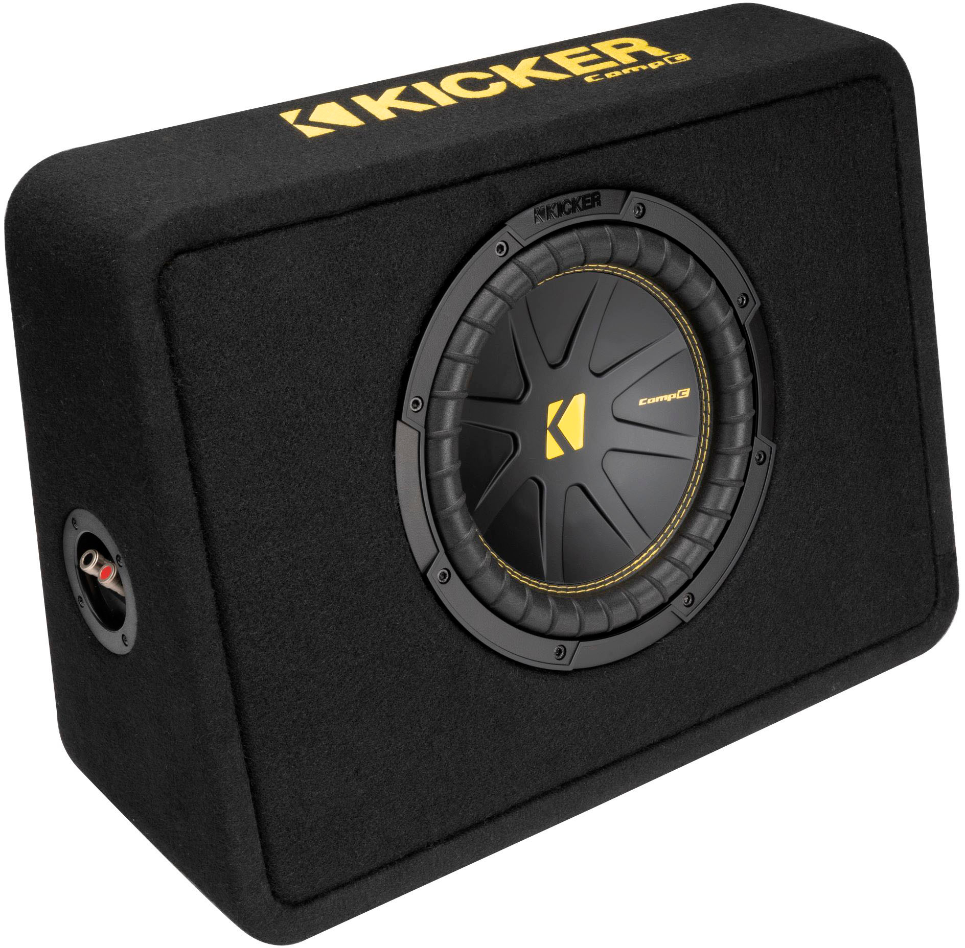 Back View: KICKER - CompC 10" Single-Voice-Coil 4-Ohm Loaded Subwoofer Enclosure - Black