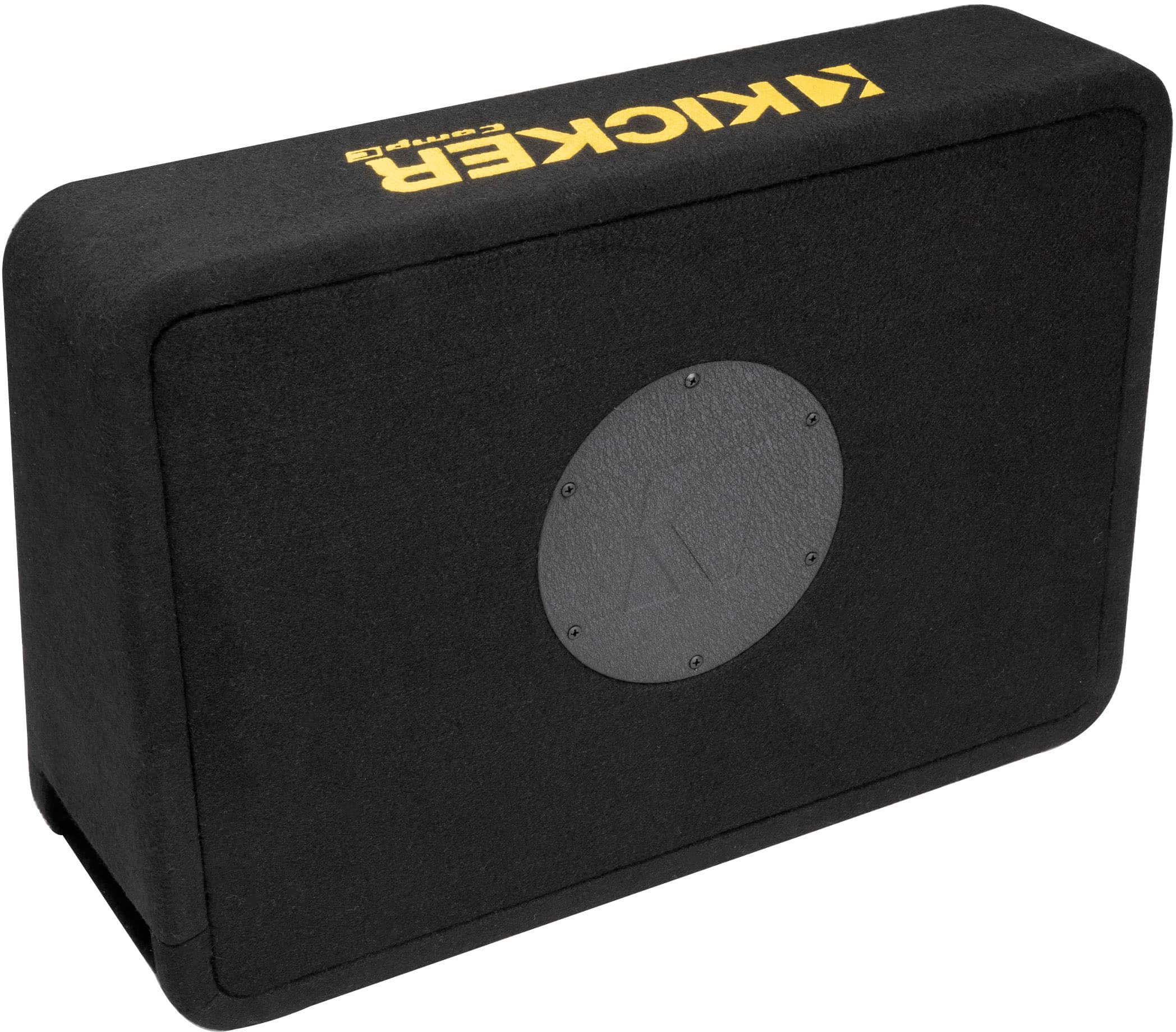 Left. KICKER - CompC 10" Single-Voice-Coil 4-Ohm Loaded Subwoofer Enclosure - Black.