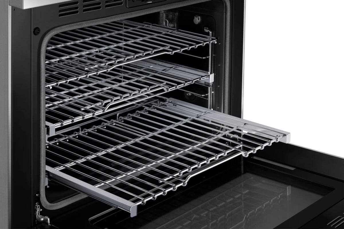 Alt View 14. Dacor - Transitional 6.3 Cu. Ft. Freestanding Dual Fuel Four-Part Pure Convection Pro-Range with GreenClean and Steam Assist - Silver Stainless Steel.