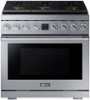 Dacor - Transitional 5.9 Cu. Ft. Freestanding Gas Three-Part Pure Convection Pro-Range with Self Clean and SimmerSear Burners - Silver Stainless Steel