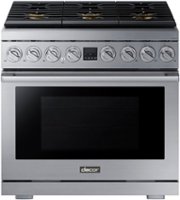 Dacor - Transitional 5.9 Cu. Ft. Freestanding Gas Three-Part Pure Convection Pro-Range with Self Clean and SimmerSear Burners - Silver Stainless Steel - Front_Zoom