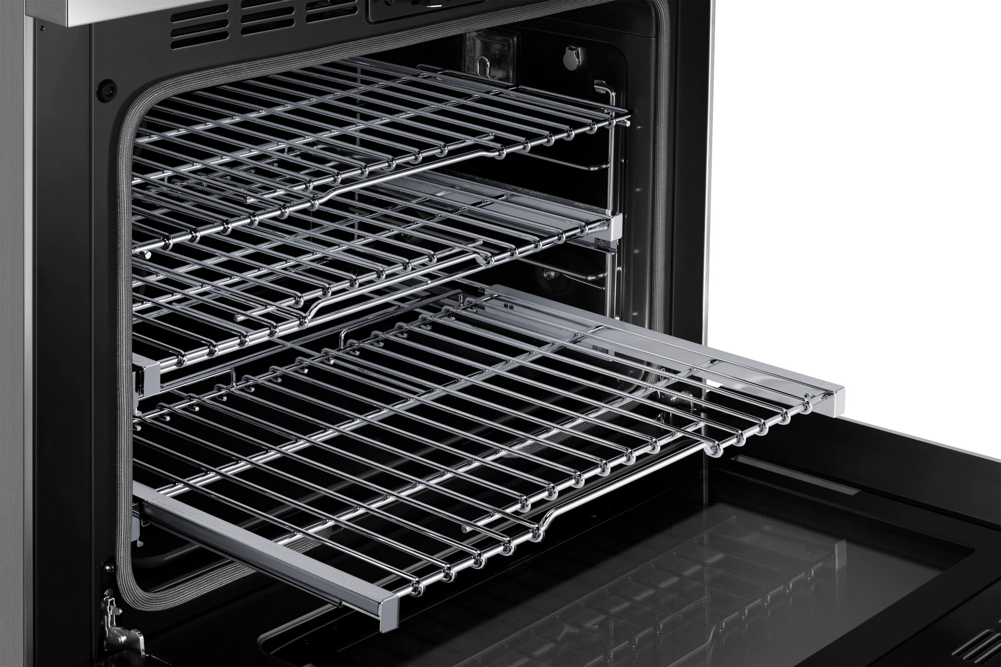 Alt View 14. Dacor - Transitional 5.9 Cu. Ft. Freestanding Gas Three-Part Pure Convection Pro-Range with Self Clean and SimmerSear Burners - Silver Stainless Steel.