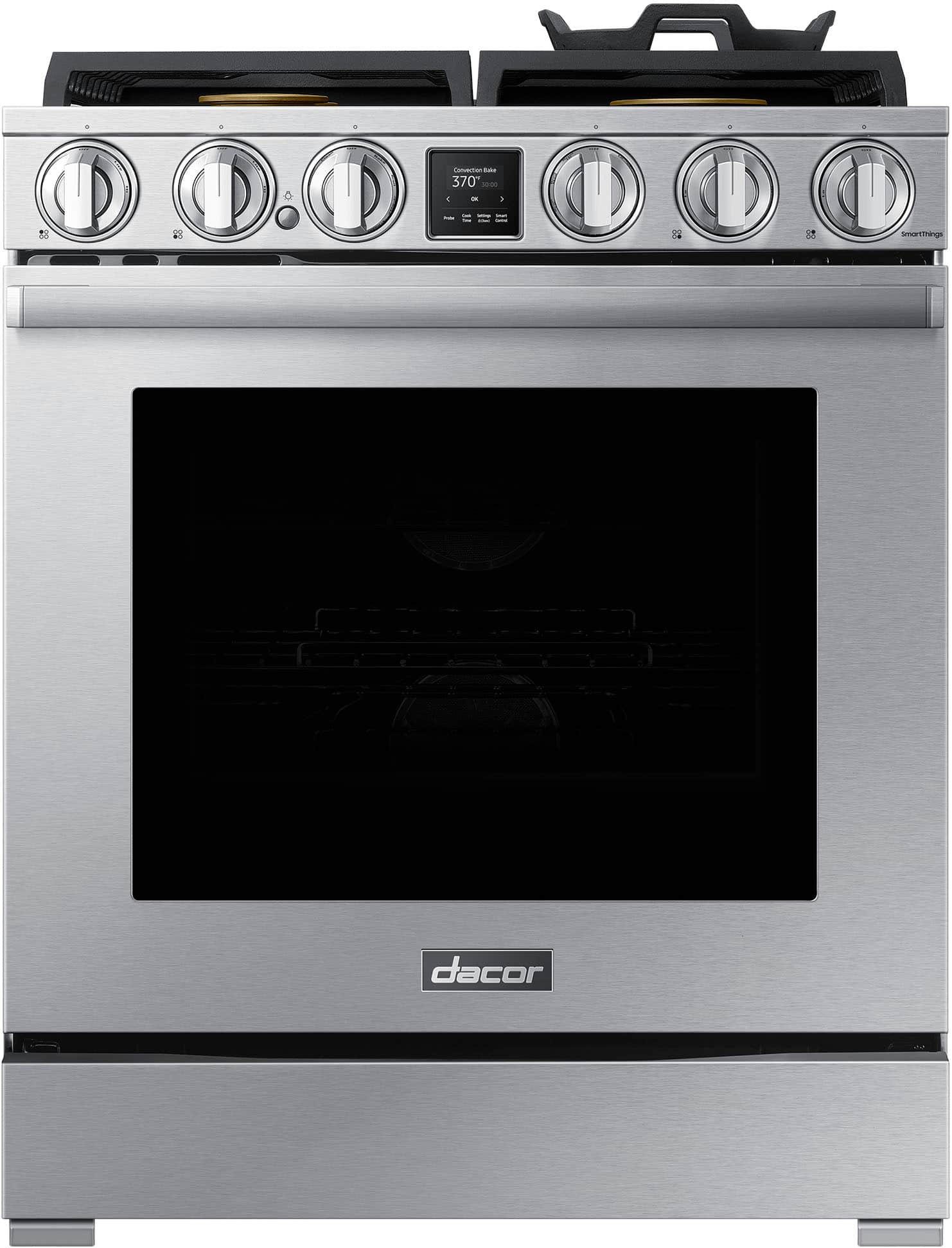 Dacor - Transitional 6.3 Cu. Ft. Freestanding Dual Fuel Four-Part Pure Convection Pro-Range with Self Clean and Air Sous Vide - Silver Stainless Steel - Front_Zoom