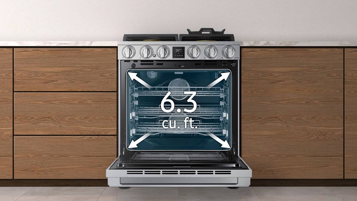 Alt View 21. Dacor - Transitional 6.3 Cu. Ft. Freestanding Dual Fuel Four-Part Pure Convection Pro-Range with Self Clean and Air Sous Vide - Silver Stainless Steel.