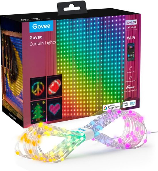 Govee H70B1 Rideau lumineux intelligent RGBIC 520 LED multicolores