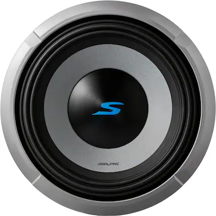 Front. Alpine - Next Generation S-Series 10" Dual-Voice Coil 4-Ohm Subwoofer - Black.