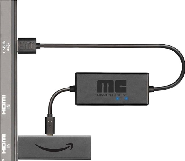 Amazon - Made for Amazon, USB Power Cable for Fire TV Stick (Eliminates the Need for AC Adapter) - Black_0