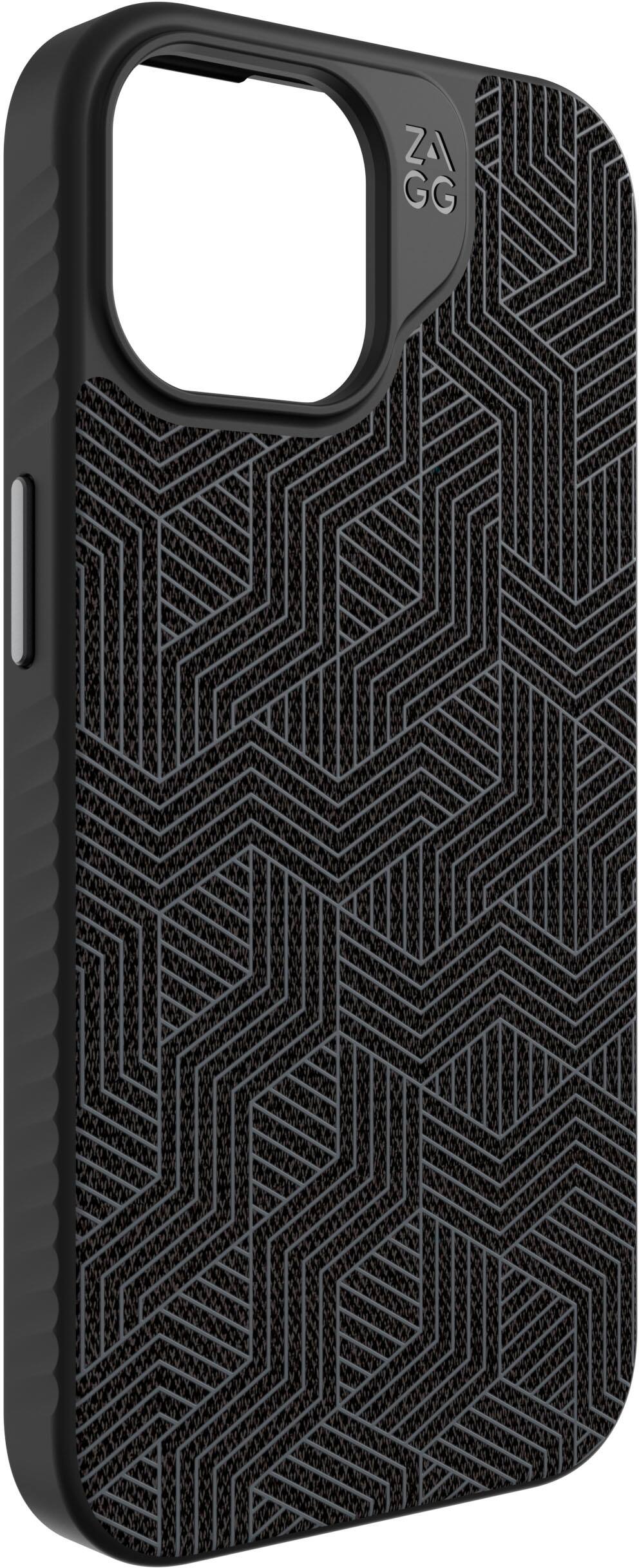 Alt View 3. ZAGG - London Snap MagSafe Compatible Case with Stylish Fabric Exterior for Apple iPhone 15 - Black.