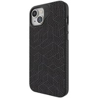 ZAGG - London Snap MagSafe Compatible Case with Stylish Fabric Exterior for Apple iPhone 15 Plus - Black - Front_Zoom