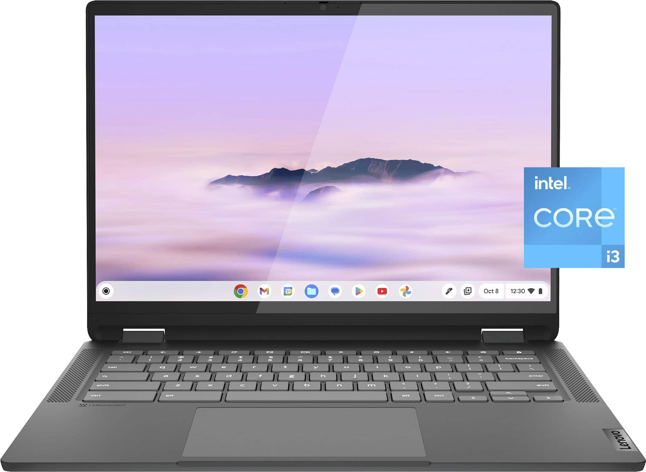 Alt View 15. Lenovo - Flex 5i Chromebook Plus Laptop with Google AI - 14" 2K Touch - Intel i3-1315U - 8GB RAM - Intel UHD Graphics - 128GB SSD - Storm Grey.