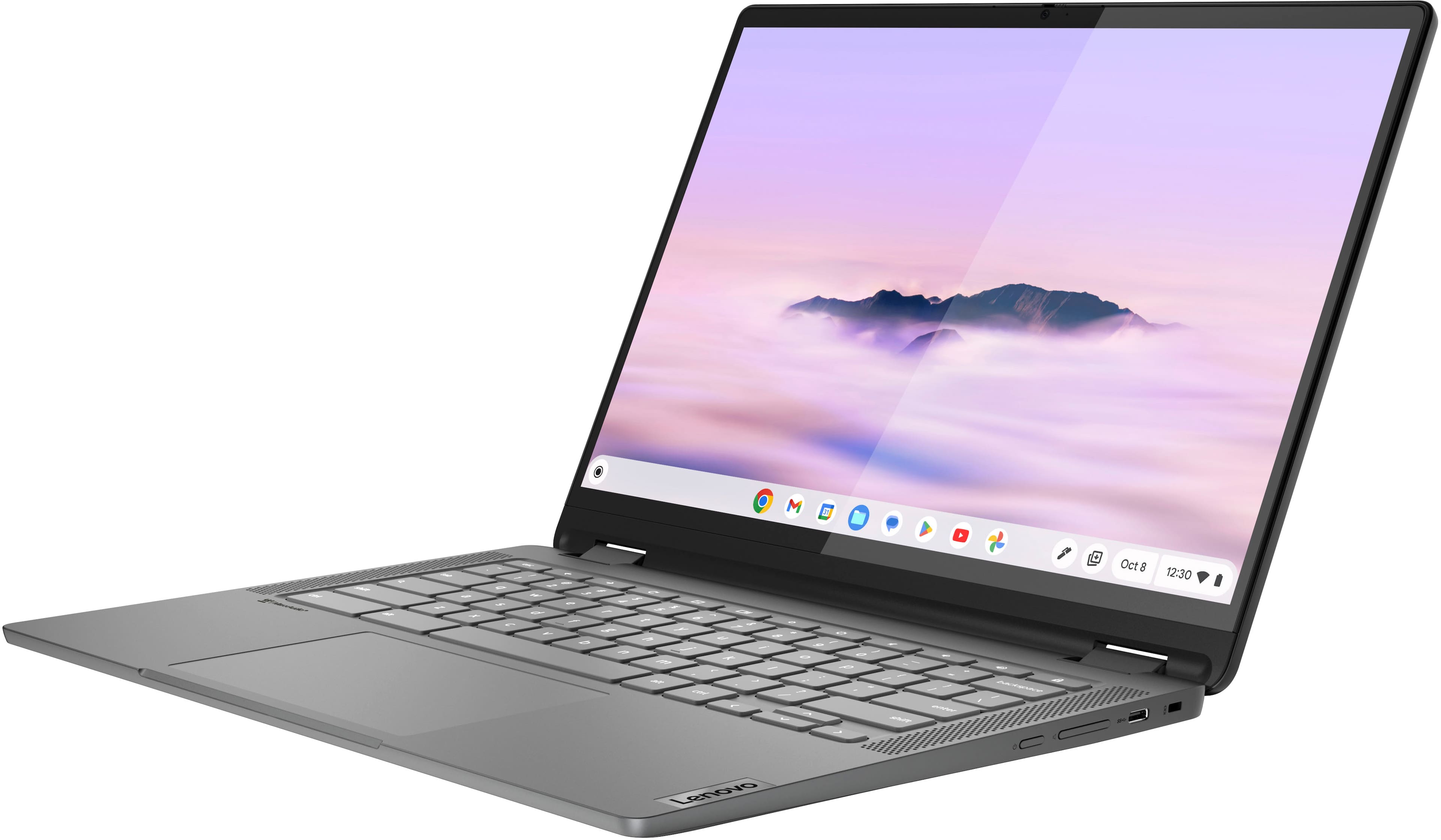 Alt View 10. Lenovo - Flex 5i Chromebook Plus Laptop with Google AI - 14" 2K Touch - Intel i3-1315U - 8GB RAM - Intel UHD Graphics - 128GB SSD - Storm Grey.