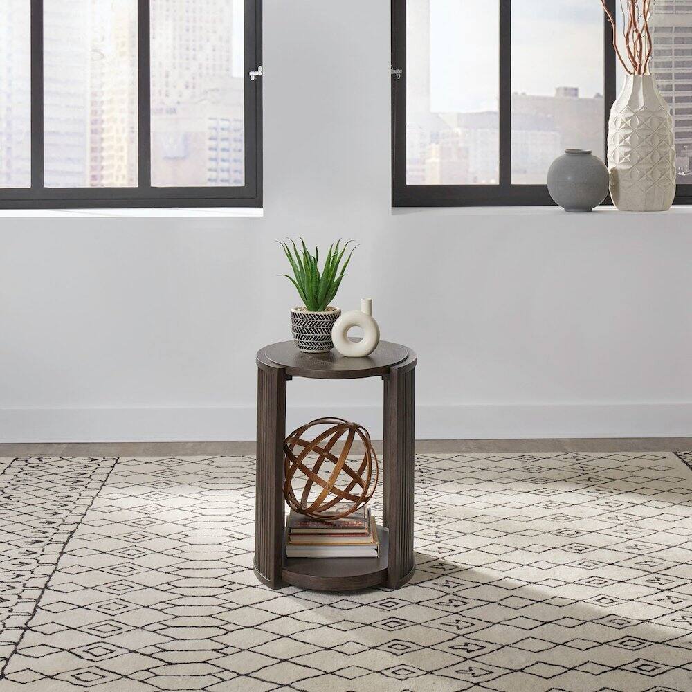 Alt View 1. Liberty Furniture Industries - City View Chairside Table for Living Room- Coffee Bean Oak Wood - Coffee Bean.