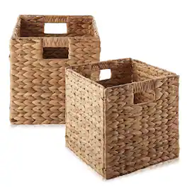 Casafield - 10.5 x 10.5-in Water Hyacinth Storage Baskets - 2 Pack - Cinnamon