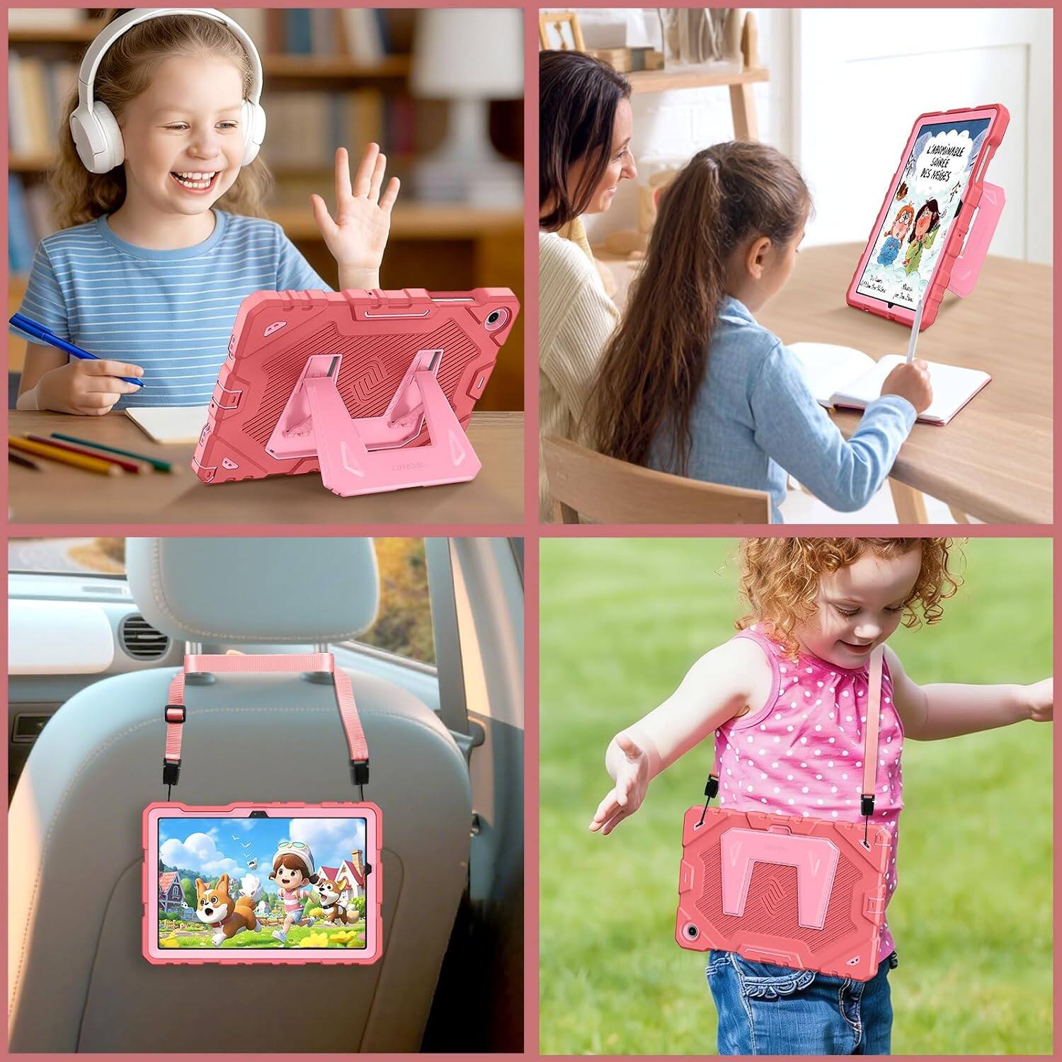Alt View 2. Fintie - Kid-Friendly Case for Samsung Galaxy Tab A11+ / Tab A9+ 11 Inch, Shockproof Rugged Cover with Kickstand & Shoulder Strap - Pink.