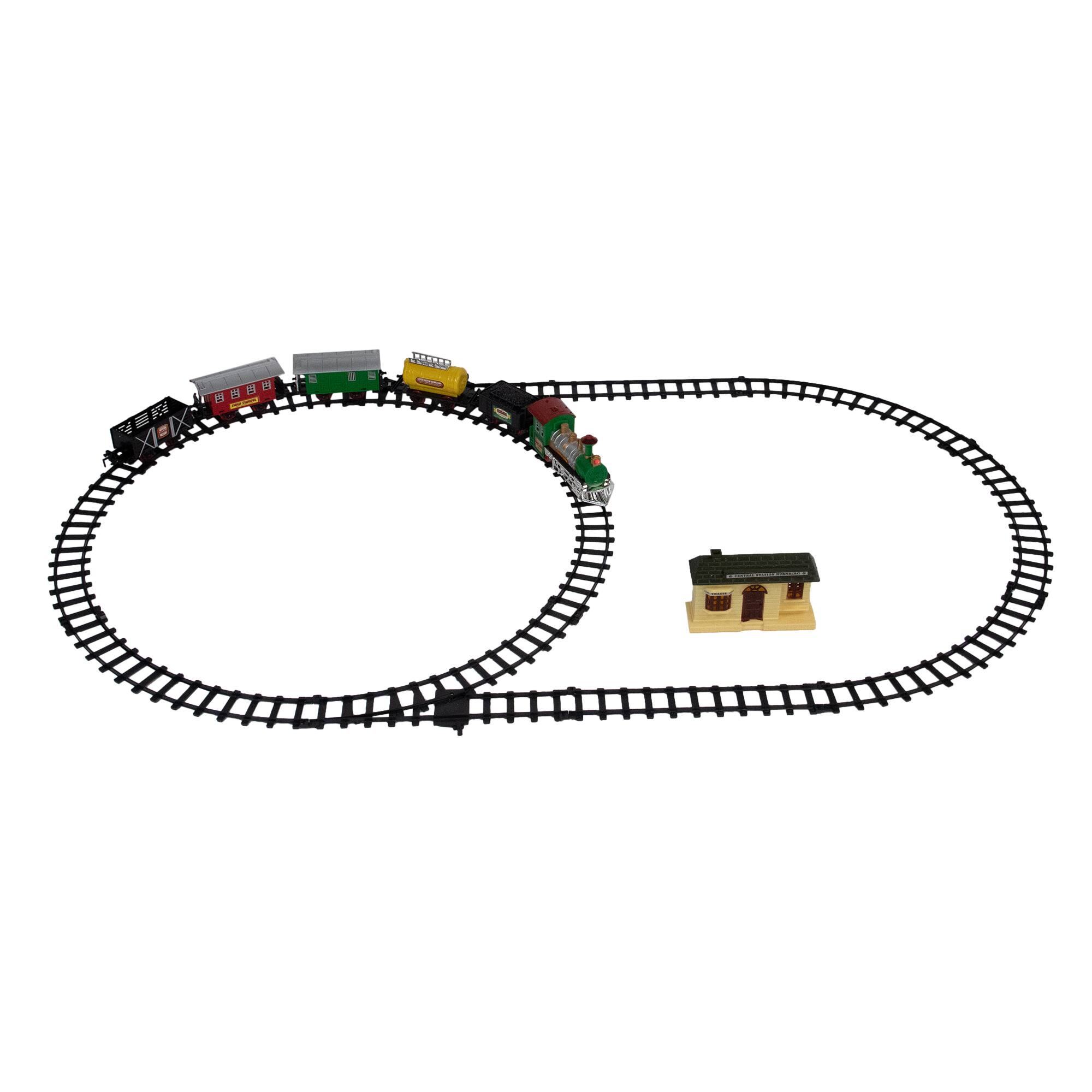 Alt View 2. Northlight - Animated Christmas Classic Model Train Set with Sound - Black and Green - 18-Piece - Black.