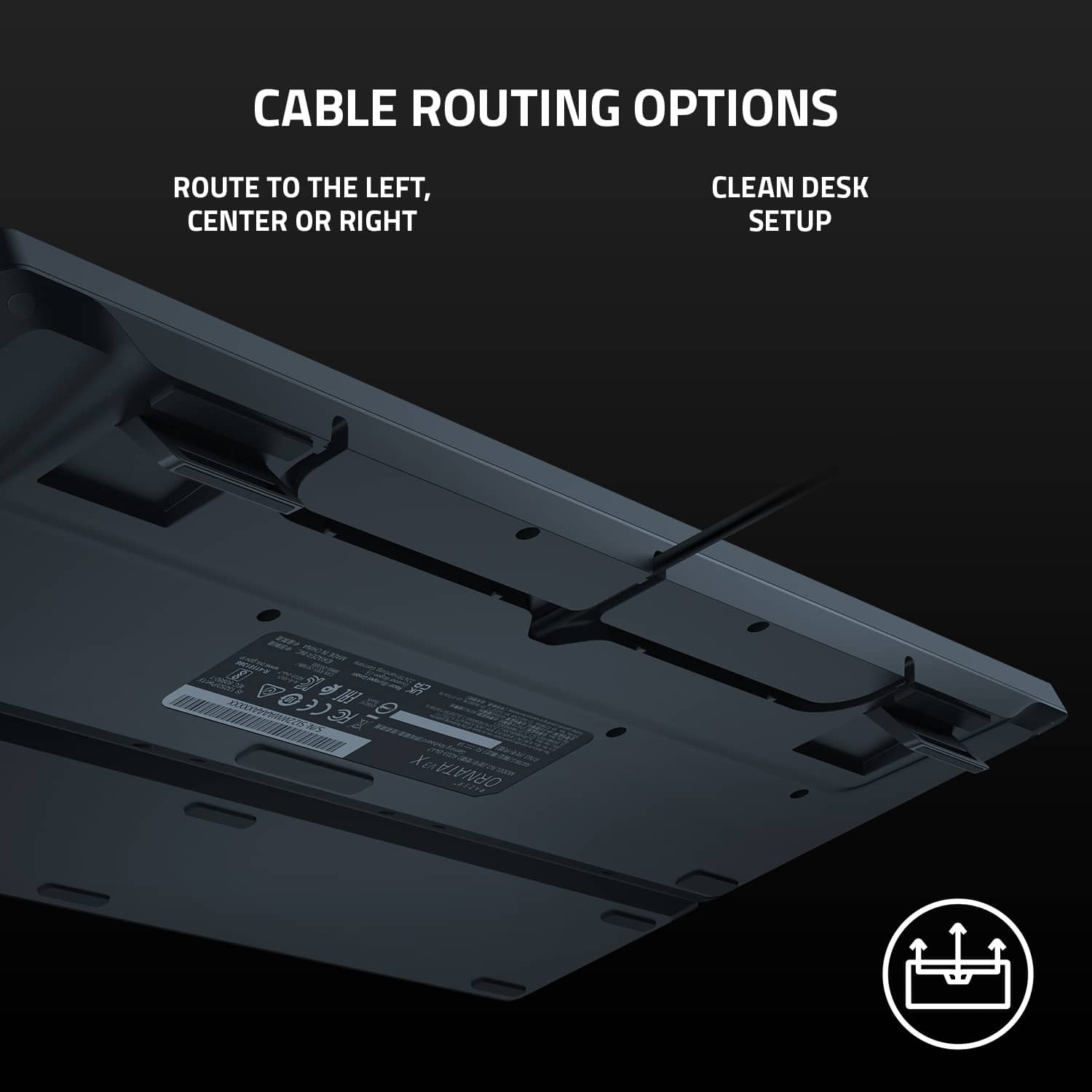 Cable Routing Options: Route to the Left, Center or Right. Clean Desk Setup.