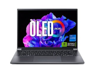 Acer - Swift X 14” OLED 2880 x 1800 120Hz HDR500 Laptop – Intel i7-13700H with 16GB LPDDR5– GeForce RTX 4050– 1TB  SSD - Steel Gray - Front_Zoom