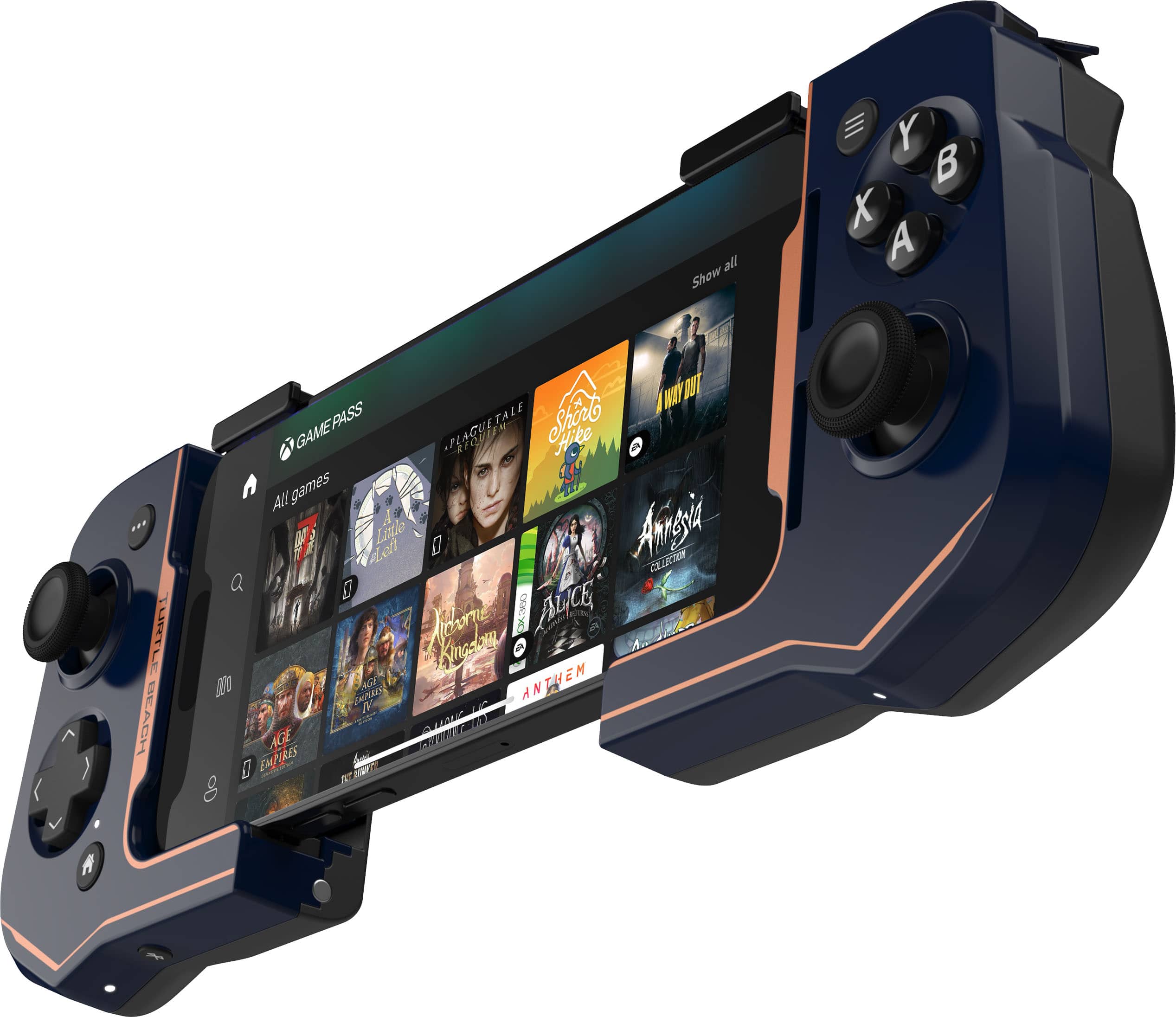 Front. Turtle Beach - Atom iOS Game Controller for Apple Phones - Cobalt Blue.