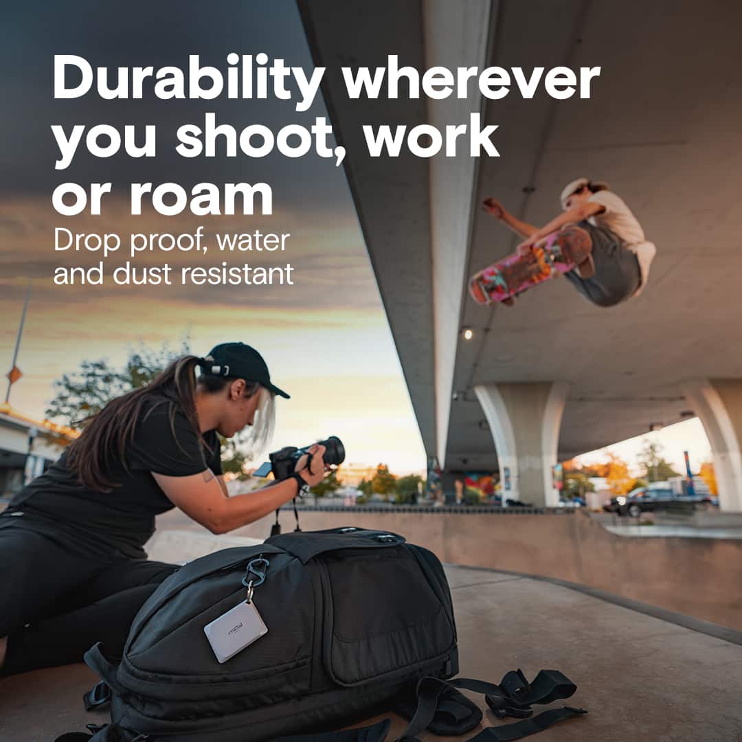 Durability wherever you shoot, work, or roam. Drop proof, water and dust resistant.