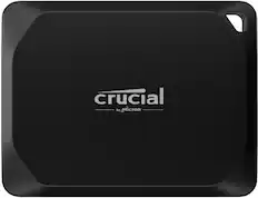 Front. Crucial - X10 Pro 1TB USB-C External SSD - Black.