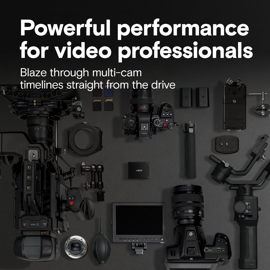 Powerful performance for video professionals: Blaze through multi-cam timelines straight from the drive.
