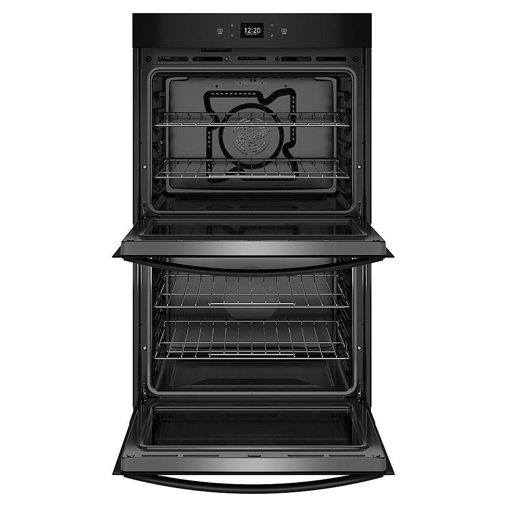 Angle. Whirlpool - 27" Smart Built-In Electric Convection Double Wall Oven with Air Fry - Black.