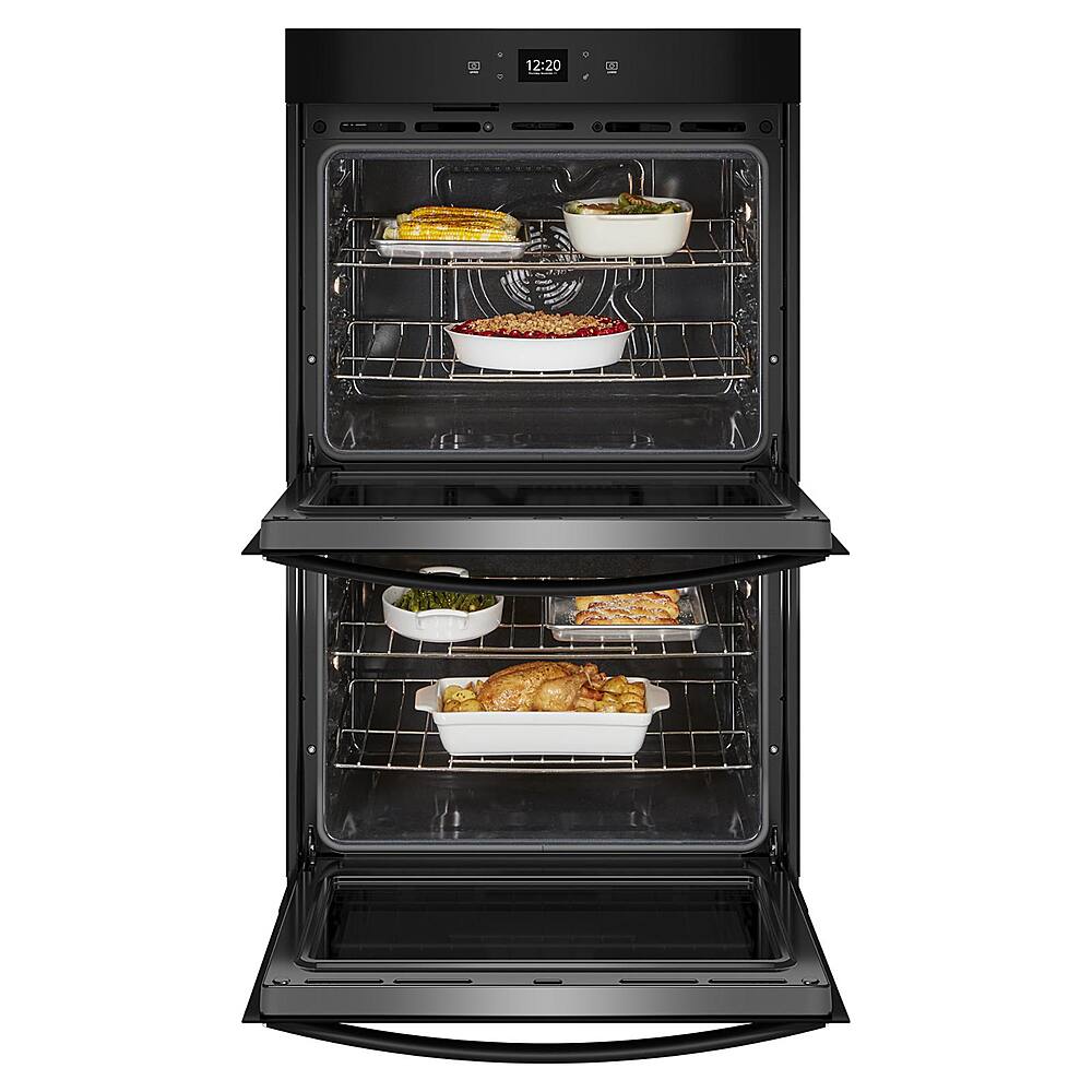 Left. Whirlpool - 27" Smart Built-In Electric Convection Double Wall Oven with Air Fry - Black.