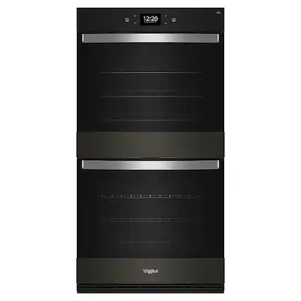 Front. Whirlpool - 30" Smart Built-In Electric Convection Double Wall Oven with Air Fry - Black Stainless Steel with PrintShield Finish.