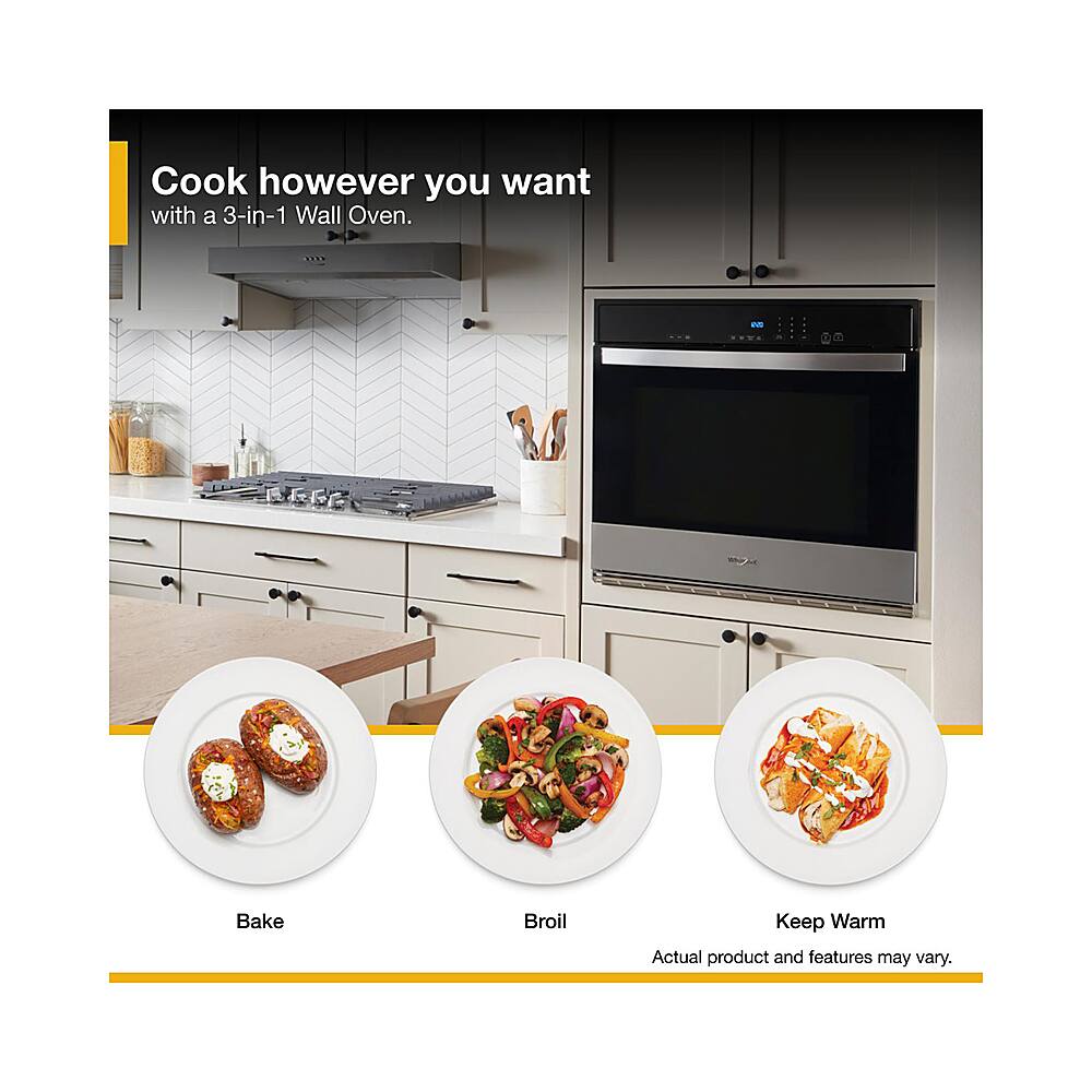 Cook however you want with a 3-in-1 Wall Oven. Bake, broil, and keep warm. Actual product and features may vary.