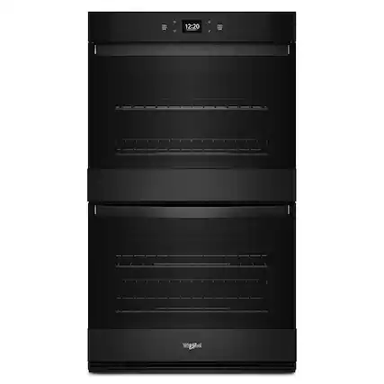 Front. Whirlpool - 30" Smart Built-In Electric Convection Double Wall Oven with Air Fry - Black.