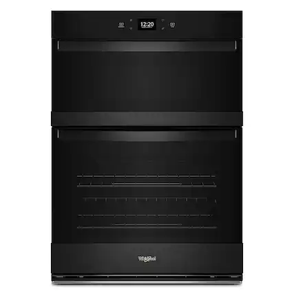 Front. Whirlpool - 27" Smart Built-In Electric Combination Wall Oven with Air Fry - Black.