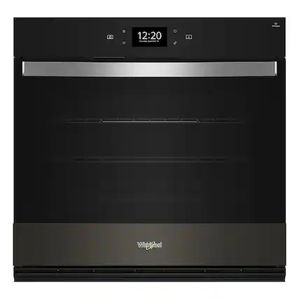 Front. Whirlpool - 30" Smart Built-In Single Electric Wall Oven with Air Fry - Black Stainless Steel.