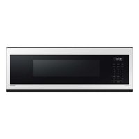 Samsung - BESPOKE 1.1 cu. ft SLIM Over-the-Range Microwave with 400 CFM Hood Ventilation, Wi-Fi and Voice Control - White Glass - Front_Zoom