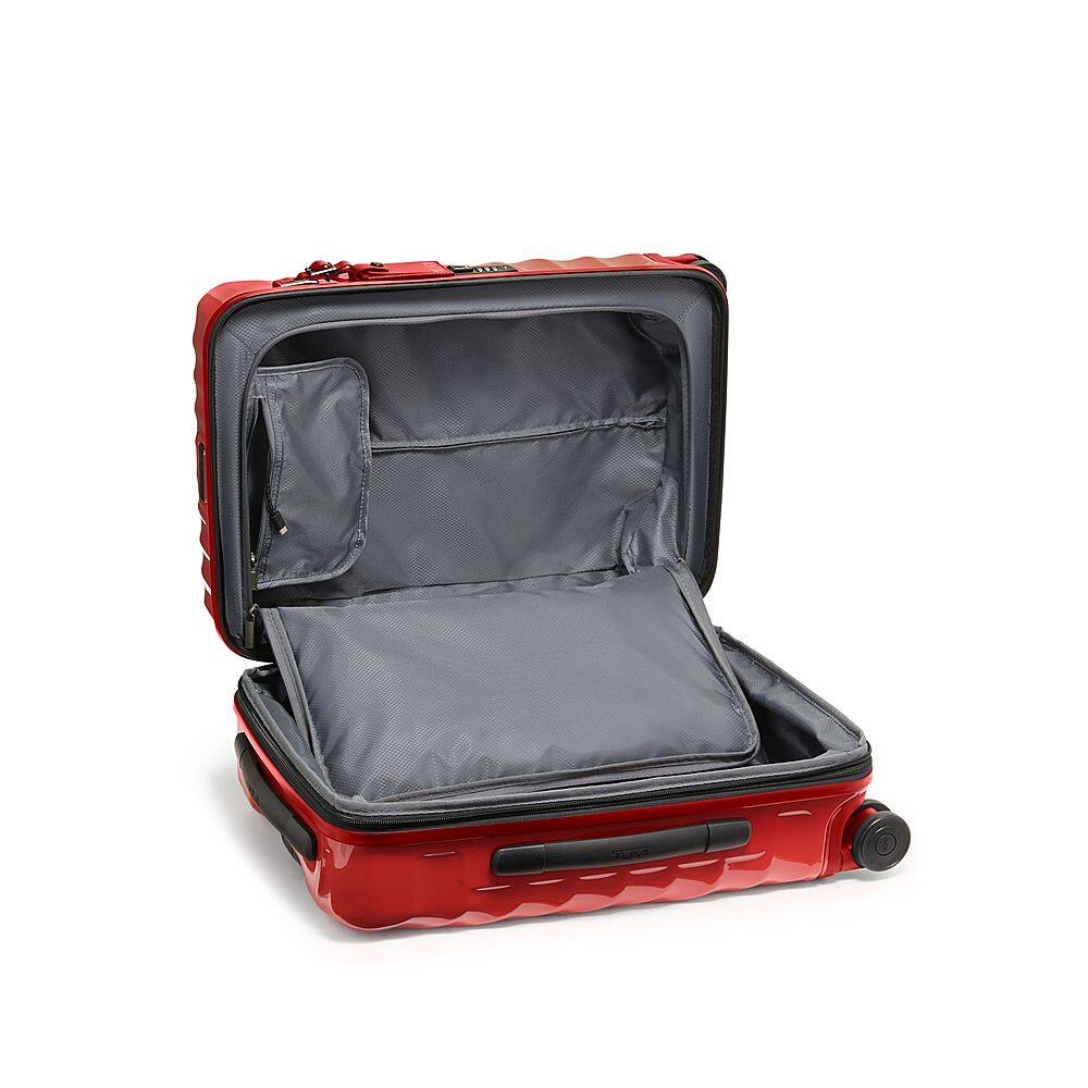 Left View: TUMI - 19 Degree Continental 24" Expandable 4 Wheeled Spinner Suitcase - Red