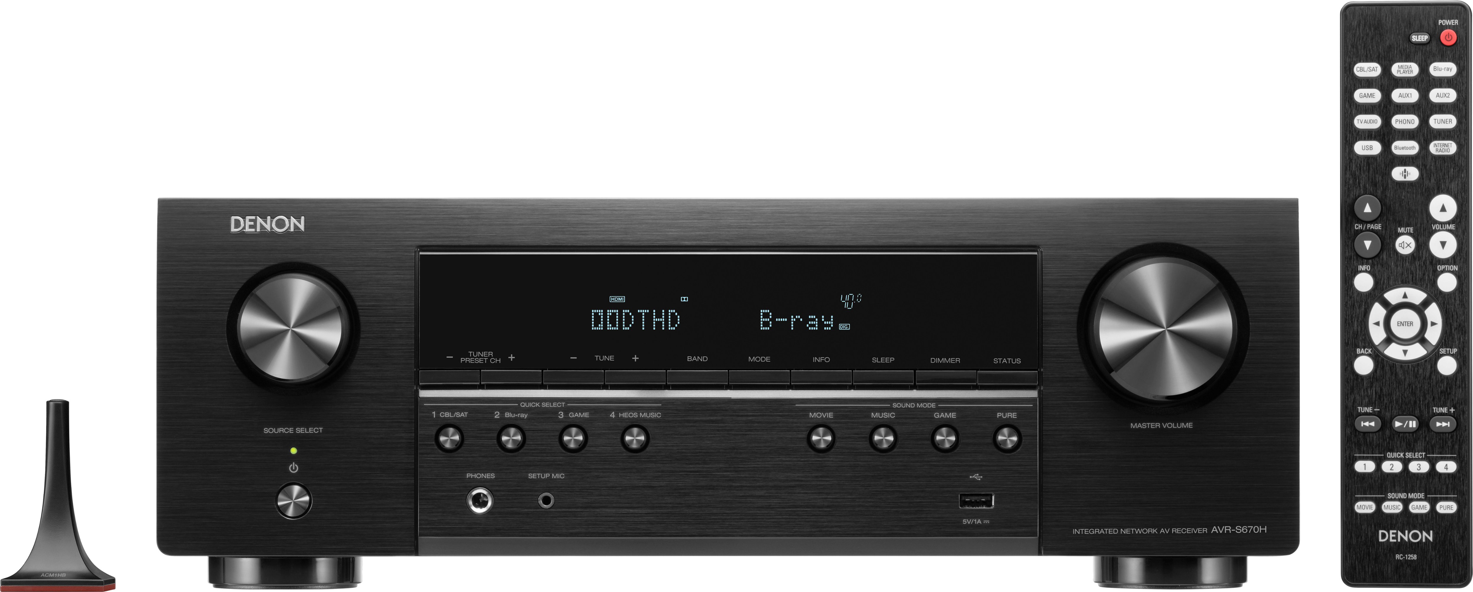 Denon AVR-S670H - HDR with 5.2-Ch. and HEOS AV 8K (75W Ultra 5) X Receiver AVRS670H Theater Compatible Home Buy Alexa Black with Best HD